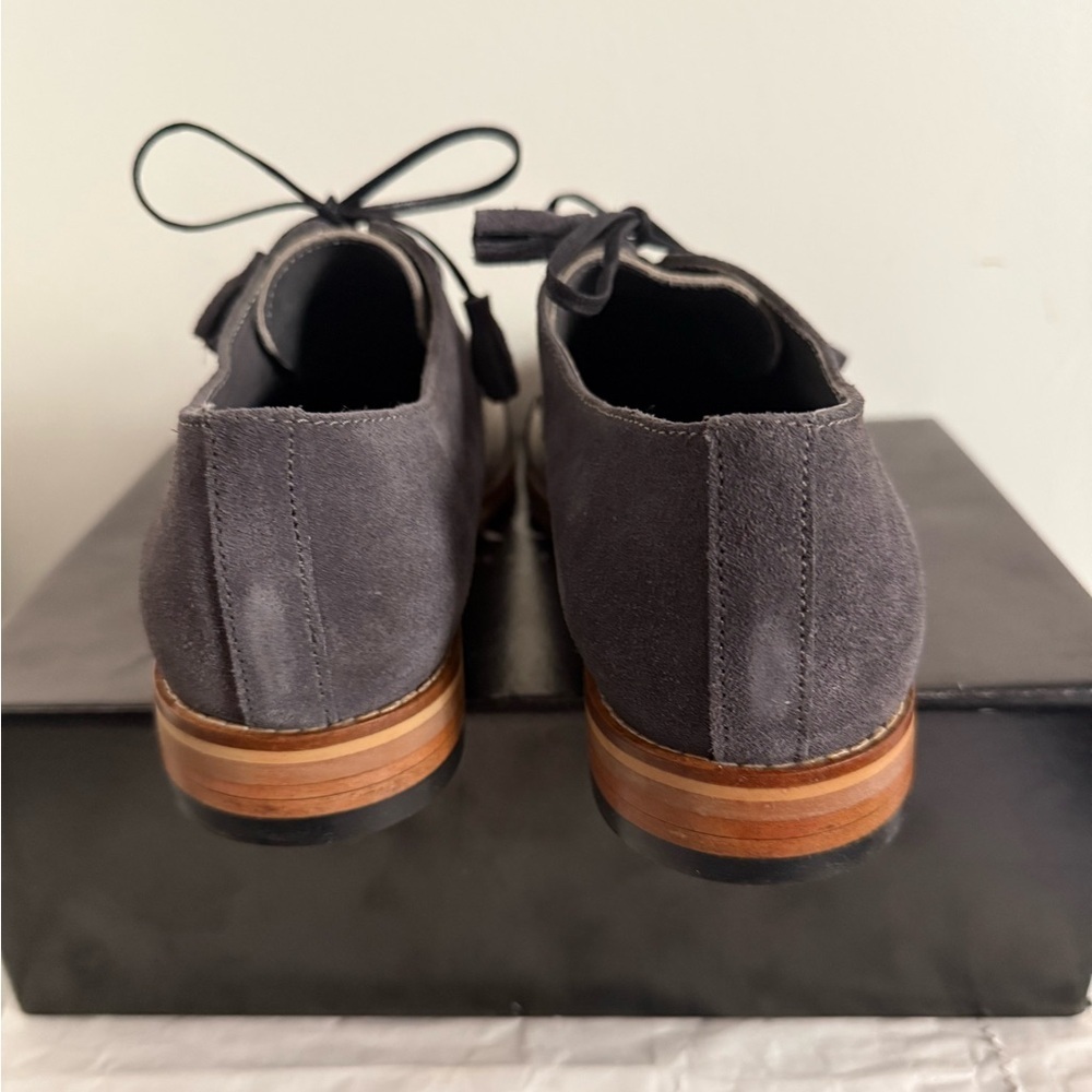 New Girotti Men’s Suede Oxford Lace Up Shoes Gray Cream Two Tone US 7 l 40 - Picture 5 of 10